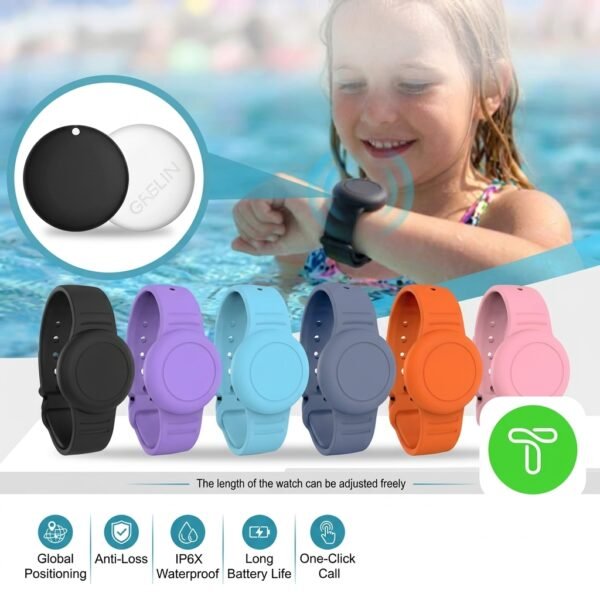 Soft Silicone Waterproof GPS Tracker Wristband for Kids & Pets
