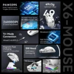 ATTACK SHARK X6 26K DPI Tri-Mode Wireless Gaming Mouse - Image 2