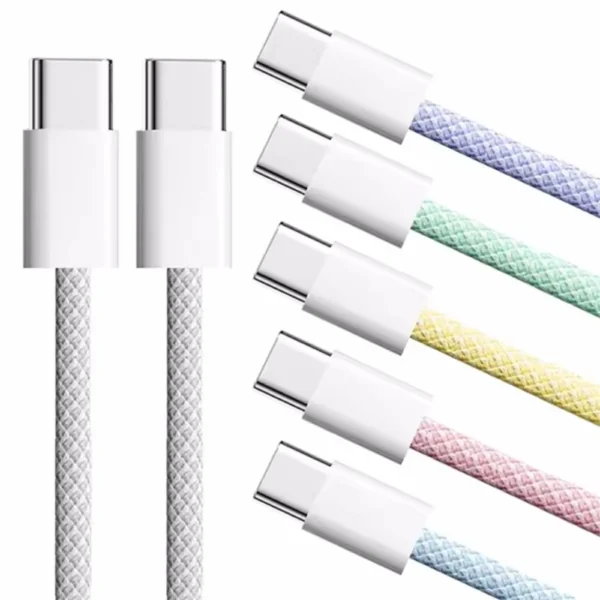 Usb C to Type C Fast Charging PD 60W Mobile Phone Date Cable For Iphone15 Android Samsung Huawei Type C Braided Charger Cable