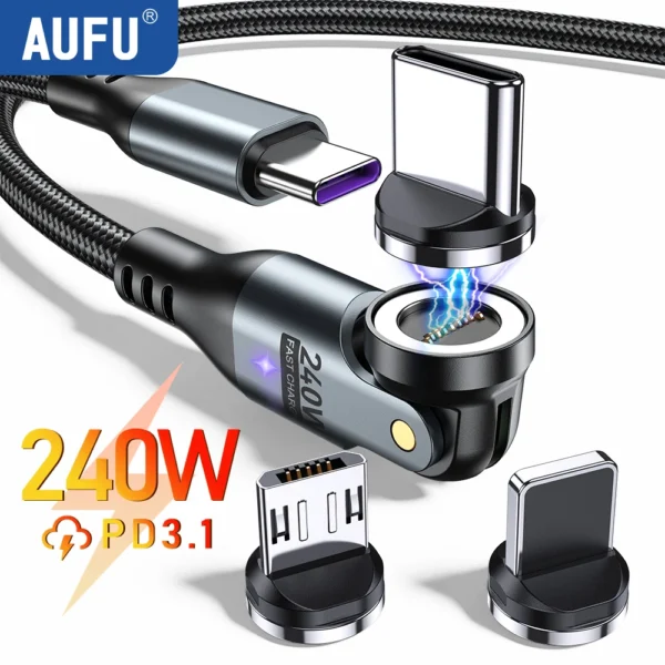 AUFU 240W Magnetic USB-C Fast Charging Cable
