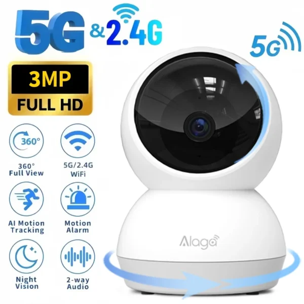 3MP 2K WiFi PTZ Security Camera with Auto Tracking