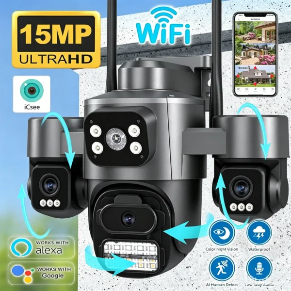 15MP WiFi CCTV Security Camera with Auto Tracking